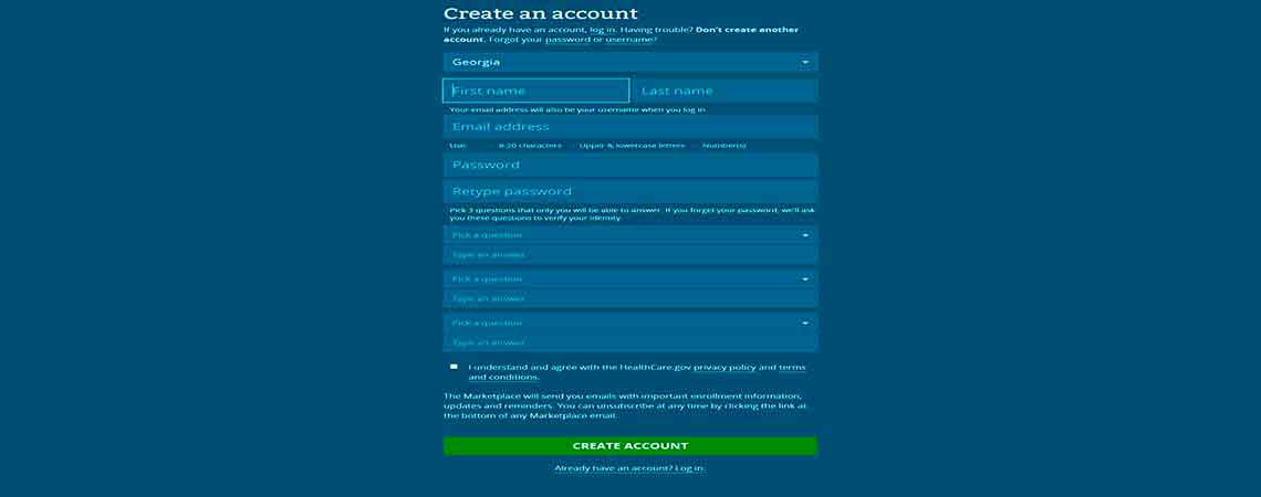 Create Account Form Blank